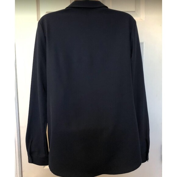 Vintage Lila Rose Women's Navy Blue Collared Long Sleeve Pulloever Blouse Medium - Picture 4 of 10